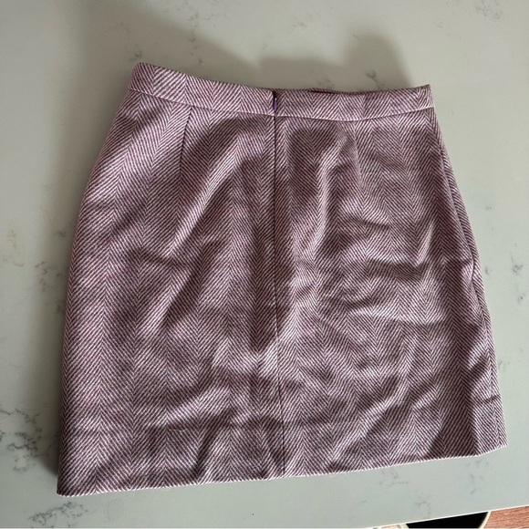 NWT J.Crew Wool Mini Skirt in Herringbone Ivory Mauve Size 10-B25 - Picture 10 of 10